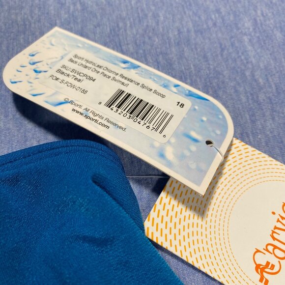 Sporti Womens Scoop Neck Unitard Swimsuit Size 18 Black/Blue - Picture 5 of 8